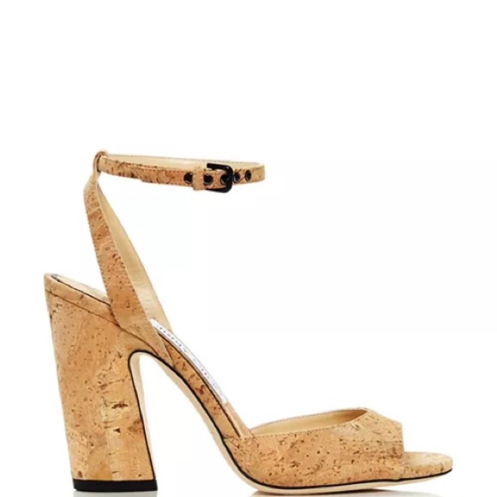 Jimmy Choo Women's Miranda 100 Cork High-Heel Sandals Size 38 1/2 8.5 - Picture 4 of 8